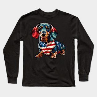 Dachshund Dog 4Th Of July American Flag Long Sleeve T-Shirt